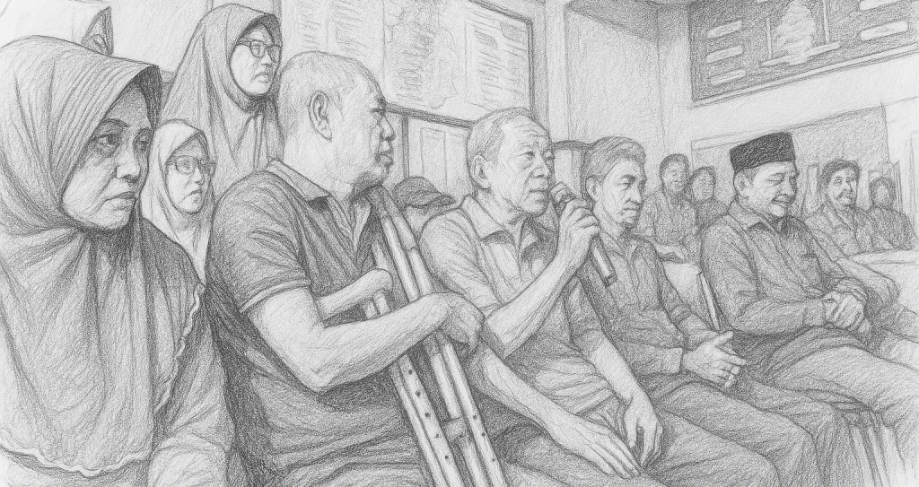 Sketsa Suasana penyampaian protes atas keputusan anulir